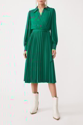 Vestido plissado - Verde