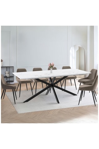 Mesa de jantar extensível Glam - Imitação mármore e preto