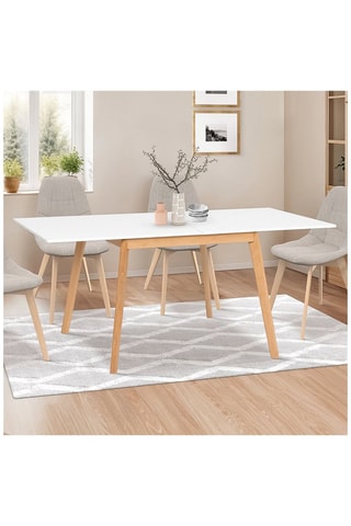 Mesa de jantar extensível - Natural e branco