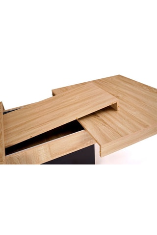 Mesa de jantar extensível Tania - Imitação de madeira e preto