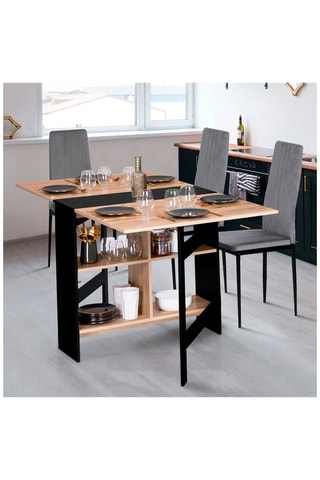 Mesa de consola dobrável Edi - Imitação de madeira e preto