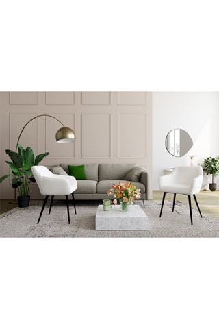 2 cadeirões Louna - Branco e preto - Tecido bouclette