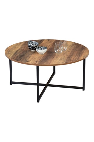 Mesa de centro Elize - Preto e imitação de madeira