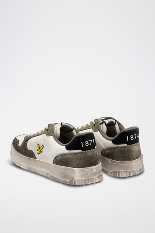 Nubuck Sneakers - Wit en Kaki