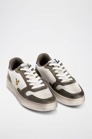 Nubuck Sneakers - Wit en Kaki