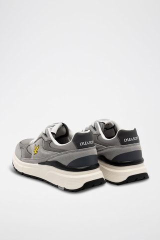 Sapatilhas com plataforma em couro - Cinzento