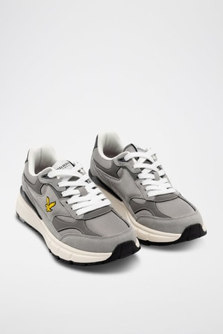 Sapatilhas com plataforma em couro - Cinzento