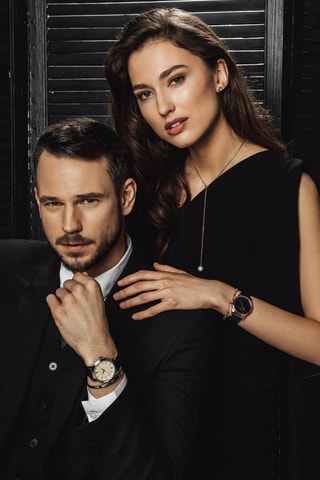 Montre à quartz en cuir - Noir et argenté