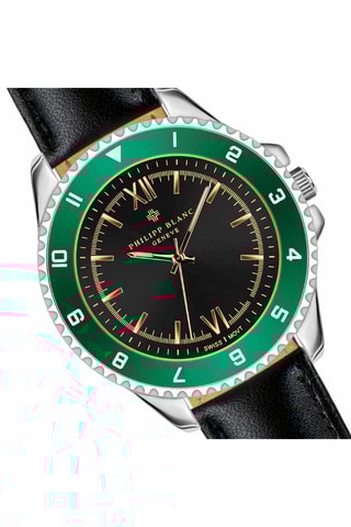 Montre à quartz en cuir - Noir et vert