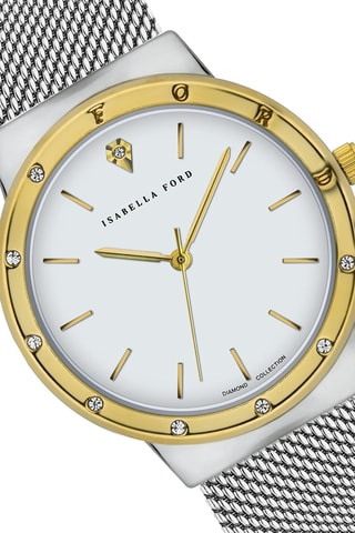 Montre à quartz en acier et diamants Heloise
