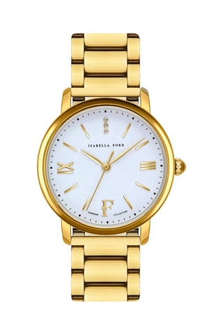 Montre à quartz en acier et diamants Selene