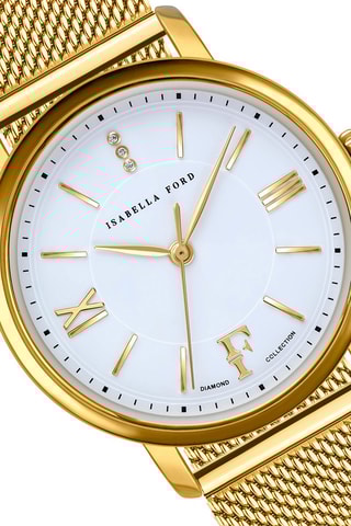 Coffret montre à quartz en acier, diamant et boucles d’oreilles et perles fine Selene