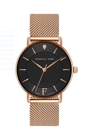 Coffret montre à quartz en acier, diamant et bracelet et perle fine Naomi