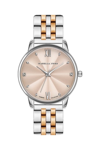 Montre à quartz en acier et diamant Skylar