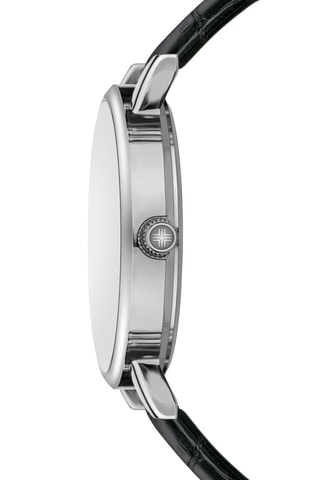 Montre à quartz en cuir - Noir et argenté