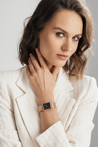 Montre à quartz en acier et diamant Patricia