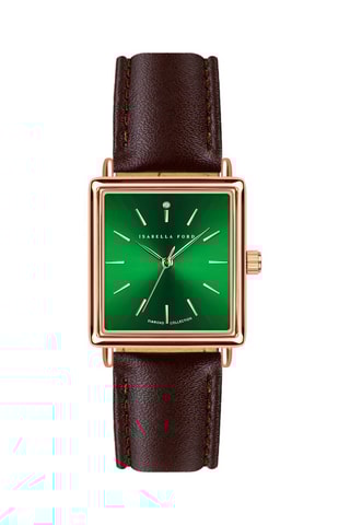 Montre à quartz en cuir et diamant Elisabeth