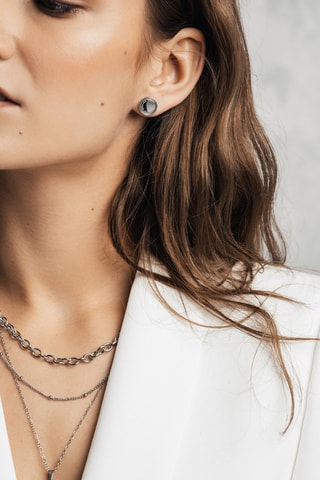 Coffret montre à quartz en acier et diamant et puces Morgane