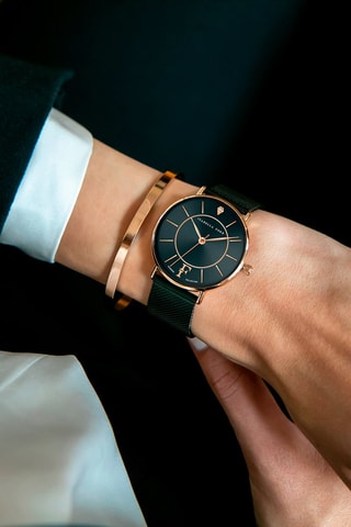 Montre à quartz en acier et diamant