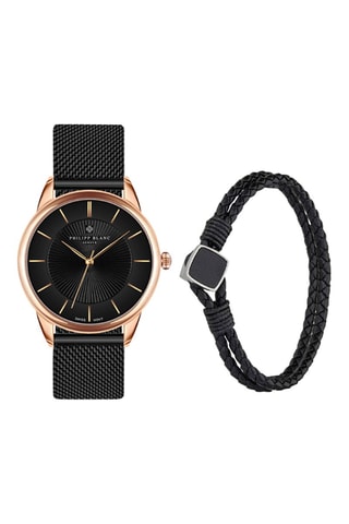 Coffret montre à quartz et bracelet en cuir Montreux