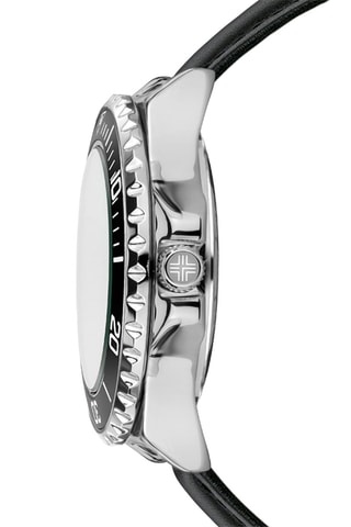 Montre à quartz en cuir - Noir et argenté