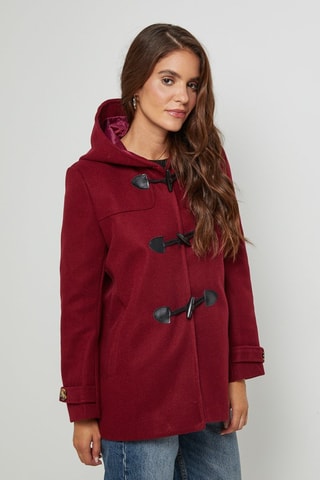 Dufflecoat met Capuchon - Bordeauxrood