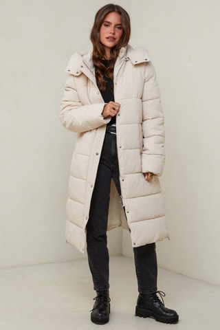 Gewatteerde Jas met Capuchon - Ecru