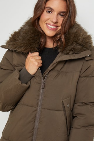 Gewatteerde Jas met Capuchon - Kaki
