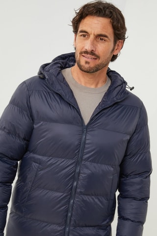 Gewatteerde Jas met Capuchon - Marineblauw