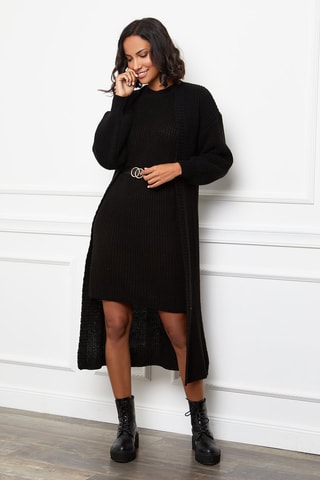 Lang Vest en Trui-jurk - Zwart