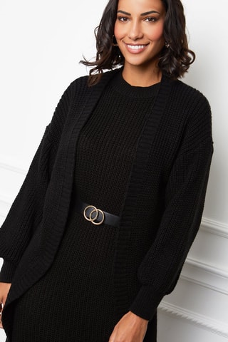 Lang Vest en Trui-jurk - Zwart