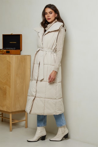 Lange Bodywarmer - Beige