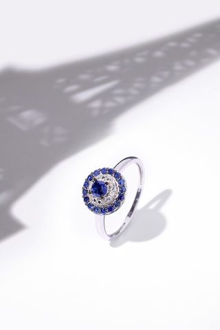 Anello Talia - Oro bianco, diamanti e zaffiri