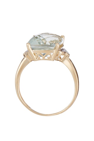 Anello Green hill - Oro giallo, quarzo verde e diamanti