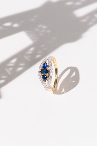 Anello Westeros - Oro giallo, diamanti e zaffiri