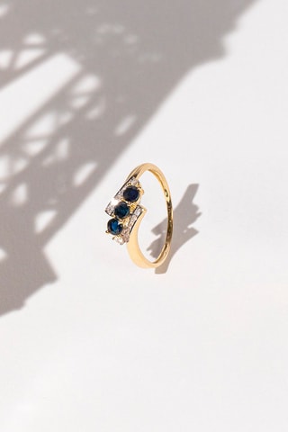 Anello Melbourne - Oro giallo, zaffiri e diamanti