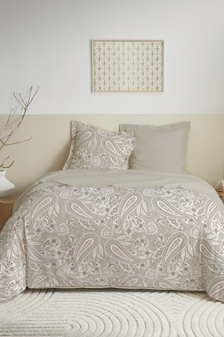 Parure lenzuola in cotone 57 fili/cm² - Beige e taupe