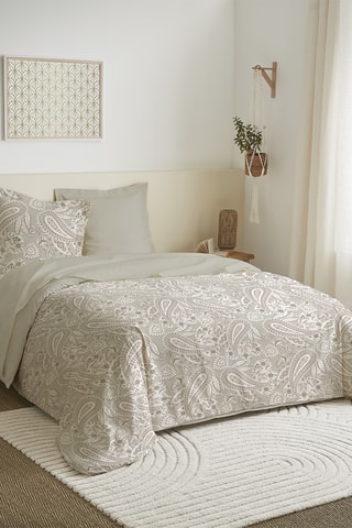 Parure lenzuola in cotone 57 fili/cm² - Beige e taupe