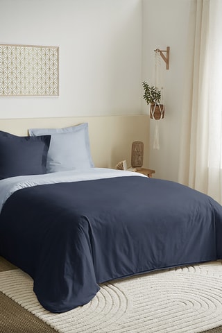 Katoenen Dubbelzijdige Overtrekset 57 Draad/cm² - Marineblauw en Hemelsblauw