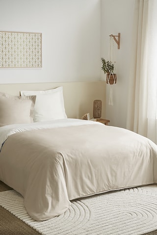 Katoenen Overtrekset 57 Draad/cm² - Linnenkleurig en Wit