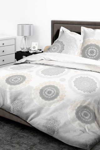 Parure copripiumino in cotone 57 fili/cm² - Bianco e grigio