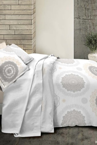 Parure copripiumino in cotone 57 fili/cm² - Bianco e grigio