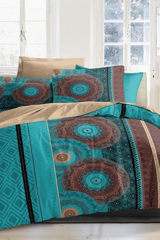 Parure copripiumino in cotone 57 fili/cm² - Blu marrone