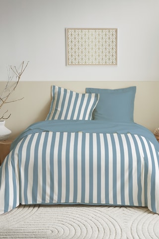 Katoenen Dubbelzijdige Overtrekset 57 Draad/cm² - Blauw en Wit