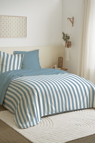 Katoenen Dubbelzijdige Overtrekset 57 Draad/cm² - Blauw en Wit