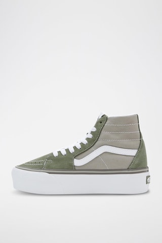 Baskets montantes plateformes en cuir SK8-Hi Tapered Stackform - Kaki