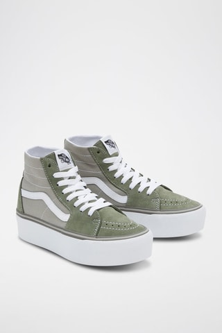 Baskets montantes plateformes en cuir SK8-Hi Tapered Stackform - Kaki