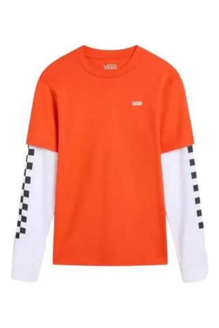 T-shirt trompe-l’œil Long Check Twofer - Orange