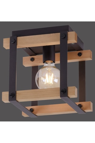Houten Plafondlamp Edith Naturel en Zwart