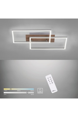 Ledplafondlamp Iven Houtimitatie